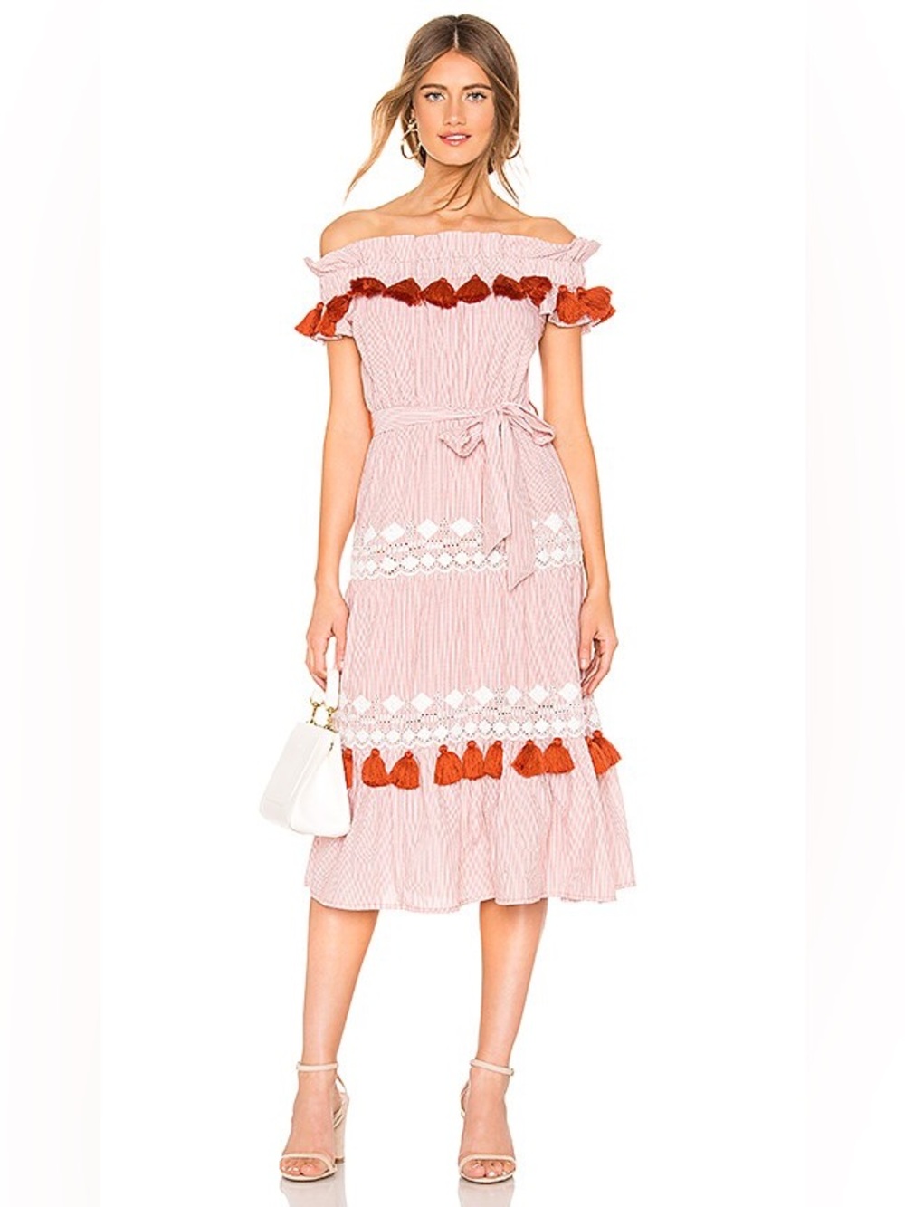 Tularosa Pink Stripe Dress with Rust Tassels